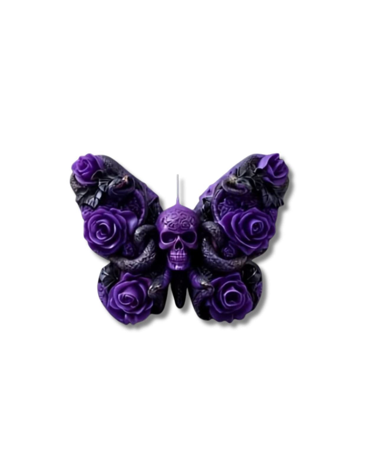 Mariposa con calavera y flor - Imagen 1