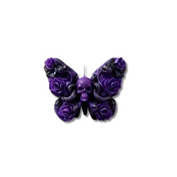 Mariposa con calavera y flor - Imagen 1
